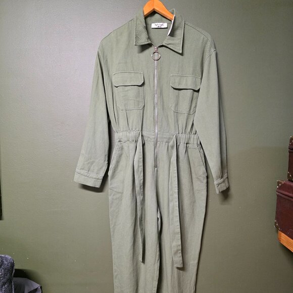 Falling Love Olive Green Utility Jumpsuit – Belted & Chic - Picture 1 of 10